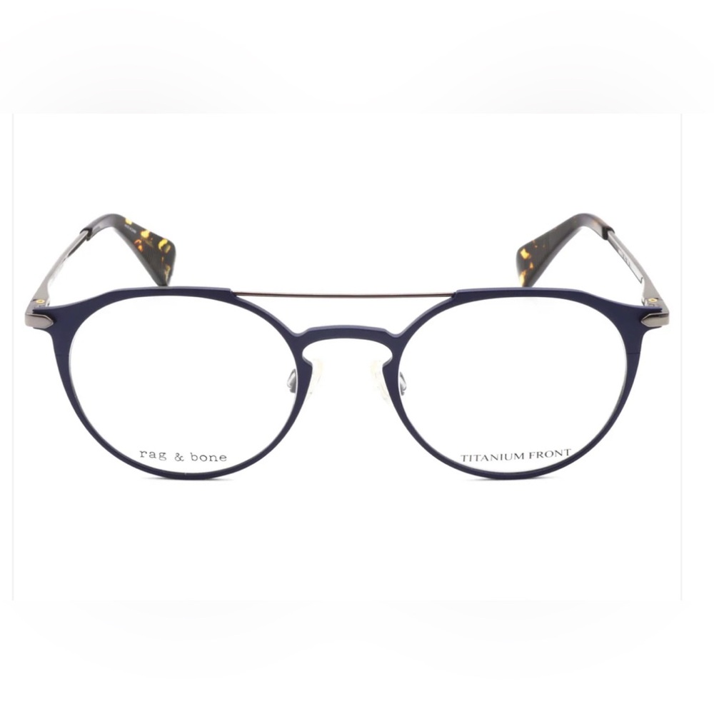rag & bone Men's/Unisex Navy Round Titanium-Front Eyeglasses